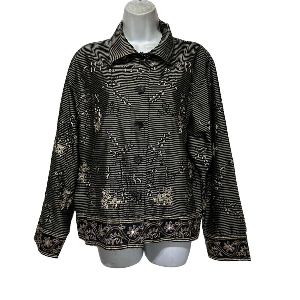 Vintage Chico’s 2 silk oriental asian button up top